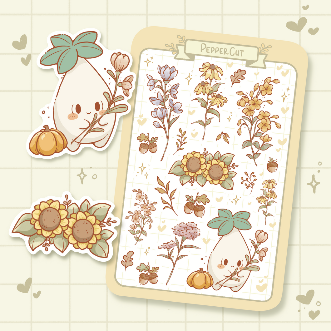 B11. Fall Flower Sticker Sheet