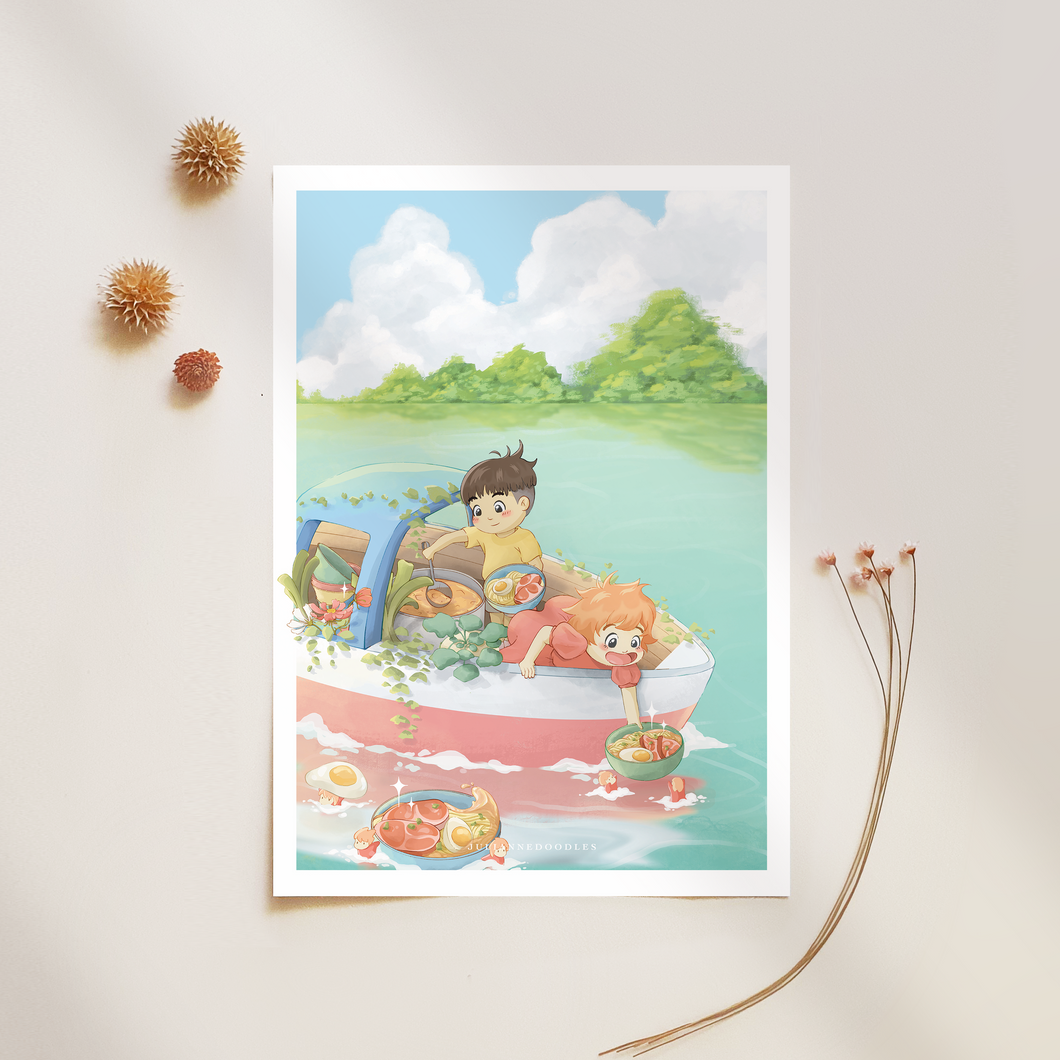 Ponyo's Ramen Boat Print