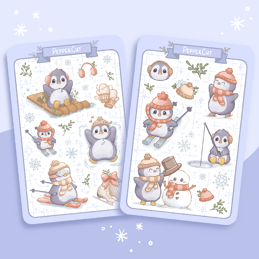 Winter Penguins Sticker Sheets!